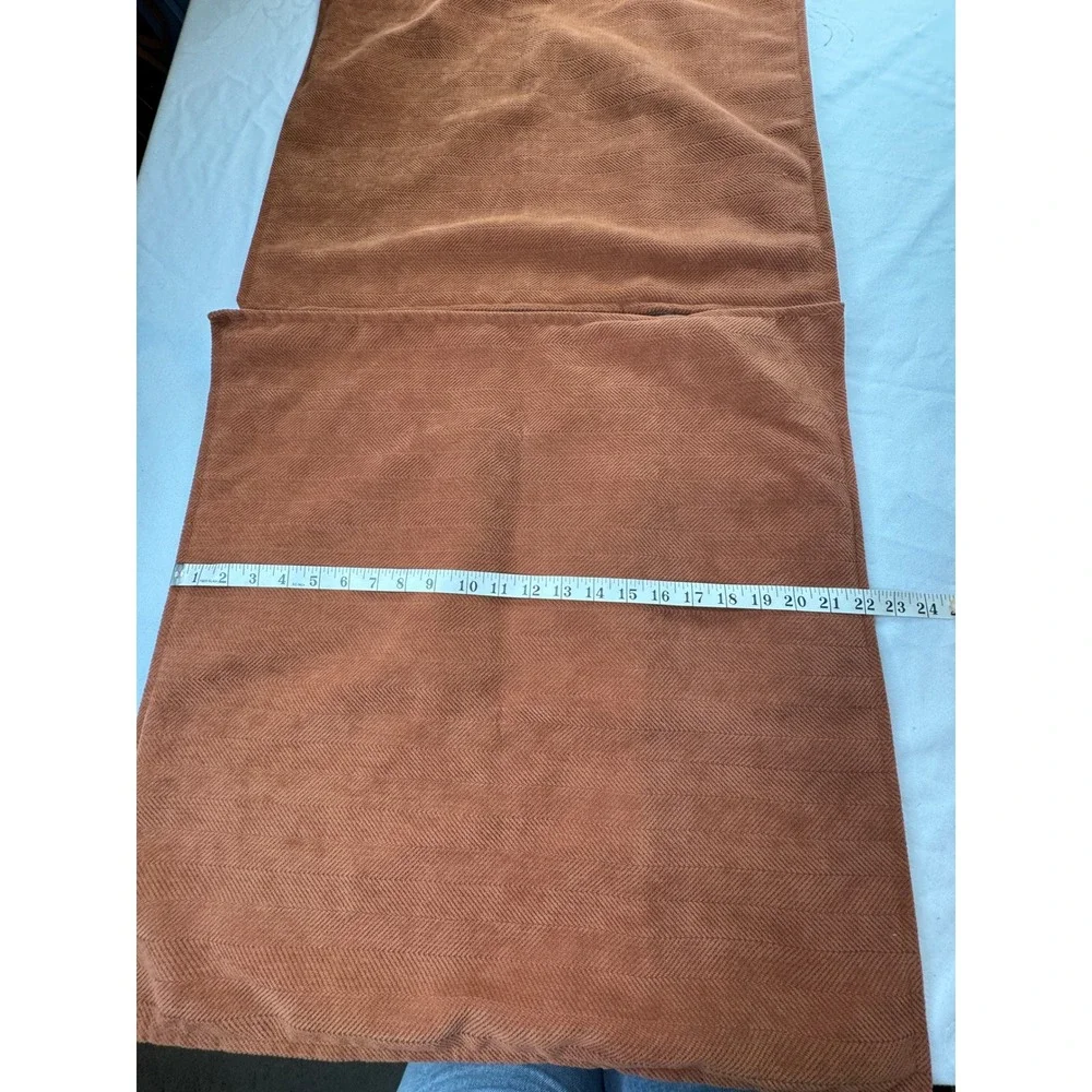 Set of 2 Burnt Orange Herringbone Pillow Covers 22x22 Heart‎ Zipper Pulls